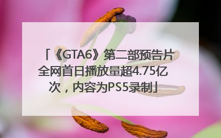 《GTA6》第二部预告片全网首日播放量超4.75亿次，内容为PS5录制