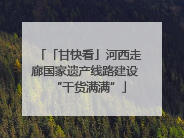 「甘快看」河西走廊国家遗产线路建设“干货满满”
