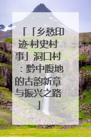 「乡愁印迹·村史村事」洞口村：黔中腹地的古韵新章与振兴之路