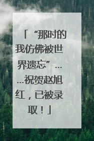 “那时的我仿佛被世界遗忘”……祝贺赵旭红，已被录取！