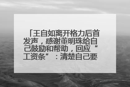 王自如离开格力后首发声，感谢董明珠给自己鼓励和帮助，回应“工资条”：清楚自己要什么，工资条不重要