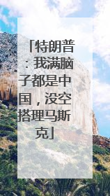特朗普：我满脑子都是中国，没空搭理马斯克