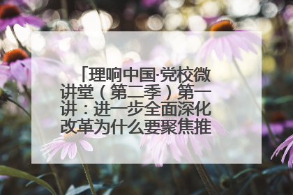 理响中国·党校微讲堂（第二季）第一讲：进一步全面深化改革为什么要聚焦推进中国式现代化