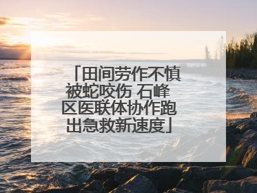田间劳作不慎被蛇咬伤 石峰区医联体协作跑出急救新速度