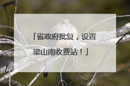 省政府批复，设置梁山南收费站！