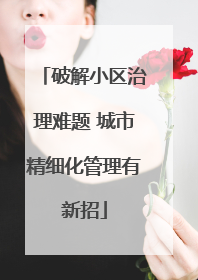破解小区治理难题 城市精细化管理有新招