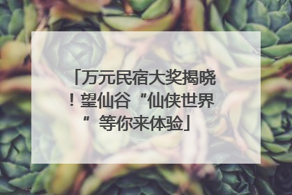 万元民宿大奖揭晓！望仙谷“仙侠世界”等你来体验