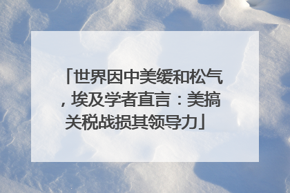 世界因中美缓和松气，埃及学者直言：美搞关税战损其领导力