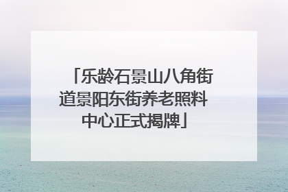乐龄石景山八角街道景阳东街养老照料中心正式揭牌