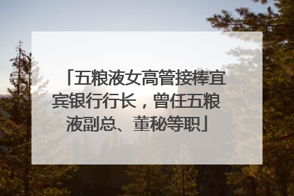 五粮液女高管接棒宜宾银行行长，曾任五粮液副总、董秘等职