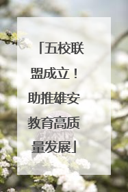 五校联盟成立！助推雄安教育高质量发展