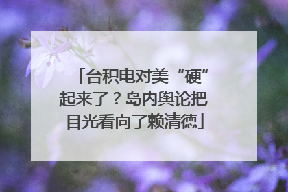 台积电对美“硬”起来了？岛内舆论把目光看向了赖清德