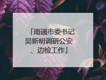 南通市委书记吴新明调研公安、边检工作