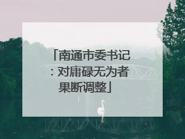 南通市委书记：对庸碌无为者果断调整