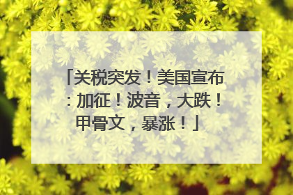 关税突发！美国宣布：加征！波音，大跌！甲骨文，暴涨！