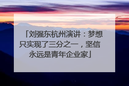 刘强东杭州演讲：梦想只实现了三分之一，坚信永远是青年企业家
