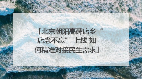 北京朝阳高碑店乡“店念不忘” 上线 如何精准对接民生需求