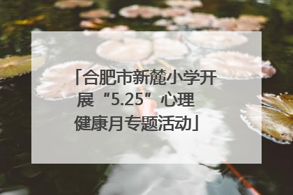 合肥市新麓小学开展“5.25”心理健康月专题活动