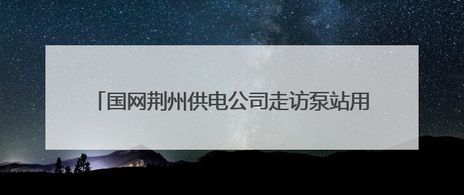 国网荆州供电公司走访泵站用户 确保迎峰度夏用电安全