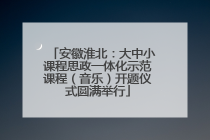 安徽淮北：大中小课程思政一体化示范课程（音乐）开题仪式圆满举行