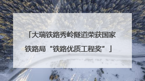 大瑞铁路秀岭隧道荣获国家铁路局“铁路优质工程奖”
