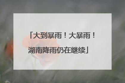 大到暴雨！大暴雨！湖南降雨仍在继续