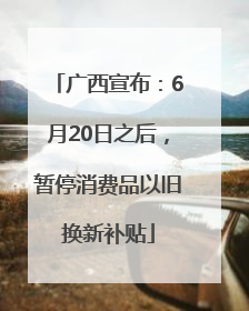 广西宣布：6月20日之后，暂停消费品以旧换新补贴