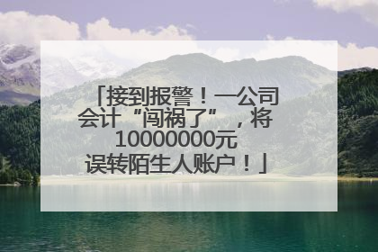 接到报警！一公司会计“闯祸了”，将10000000元误转陌生人账户！
