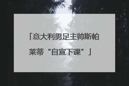意大利男足主帅斯帕莱蒂“自宣下课”