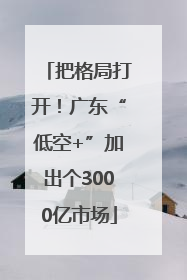 把格局打开！广东“低空+”加出个3000亿市场