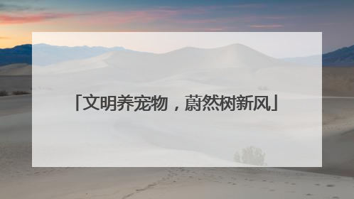 文明养宠物，蔚然树新风