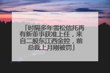 时隔多年雪松信托再有新董事获准上任，来自二股东江西金控，前总裁上月刚被罚