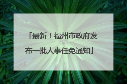 最新！福州市政府发布一批人事任免通知
