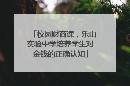 校园财商课，乐山实验中学培养学生对金钱的正确认知