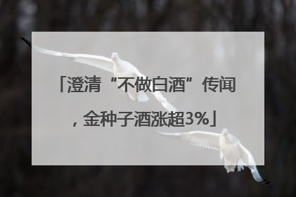 澄清“不做白酒”传闻，金种子酒涨超3%