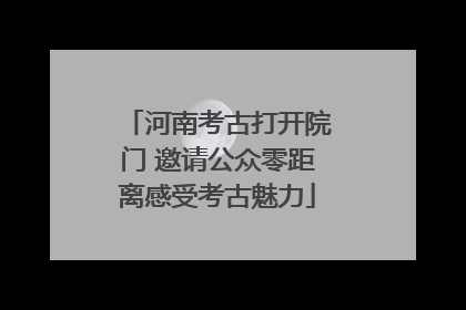 河南考古打开院门 邀请公众零距离感受考古魅力