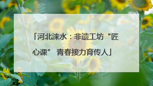 河北涞水：非遗工坊“匠心课” 青春接力育传人