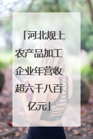 河北规上农产品加工企业年营收超六千八百亿元
