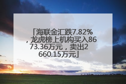 海联金汇跌7.82%，龙虎榜上机构买入8673.36万元，卖出2660.15万元