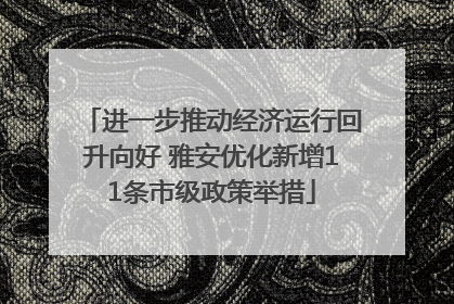 进一步推动经济运行回升向好 雅安优化新增11条市级政策举措