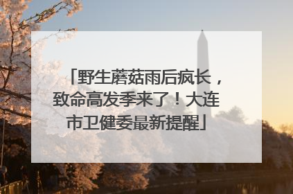 野生蘑菇雨后疯长，致命高发季来了！大连市卫健委最新提醒