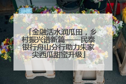 金融活水润瓜田，乡村振兴谱新篇——民泰银行舟山分行助力朱家尖西瓜甜蜜升级
