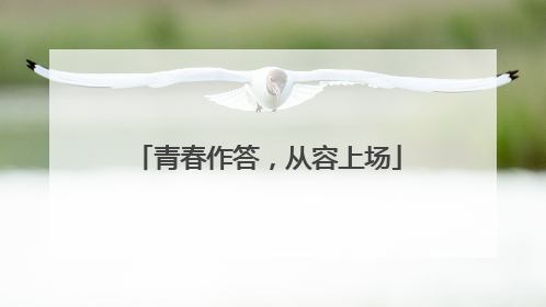 青春作答，从容上场