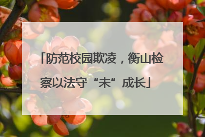 防范校园欺凌，衡山检察以法守“未”成长