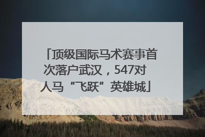 顶级国际马术赛事首次落户武汉，547对人马“飞跃”英雄城
