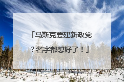马斯克要建新政党？名字都想好了！