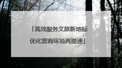 高效服务文旅新地标 优化营商环境再提速